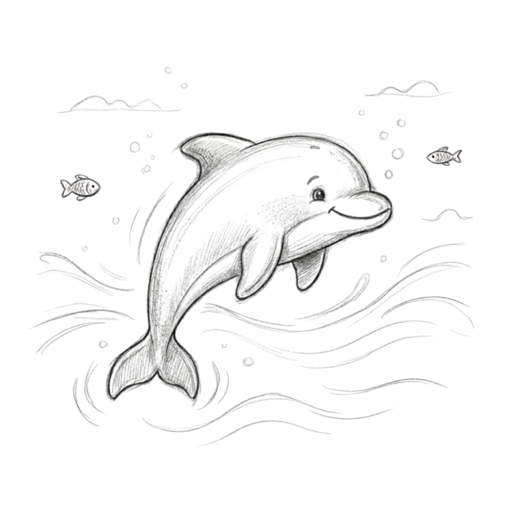 Baby Dolphin Drawing