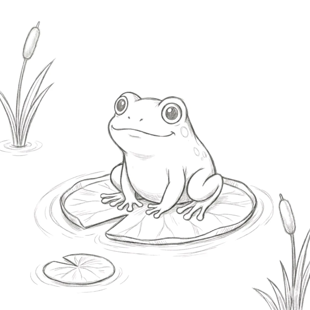 Baby Frog Sitting Drawing