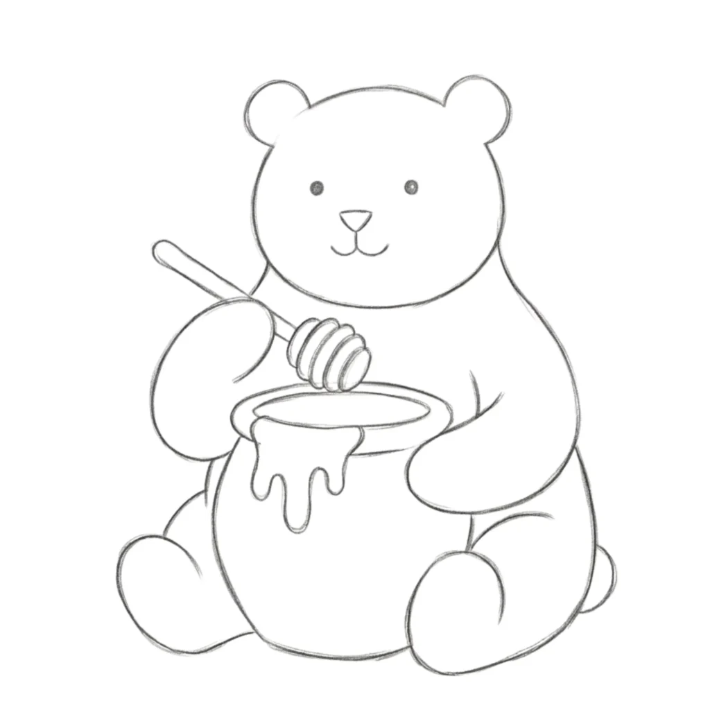 Bear Eating honey Drawing