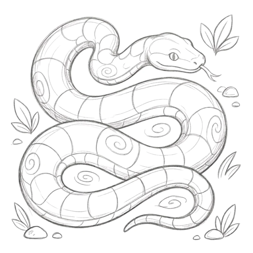 Black and White Snake Drawing