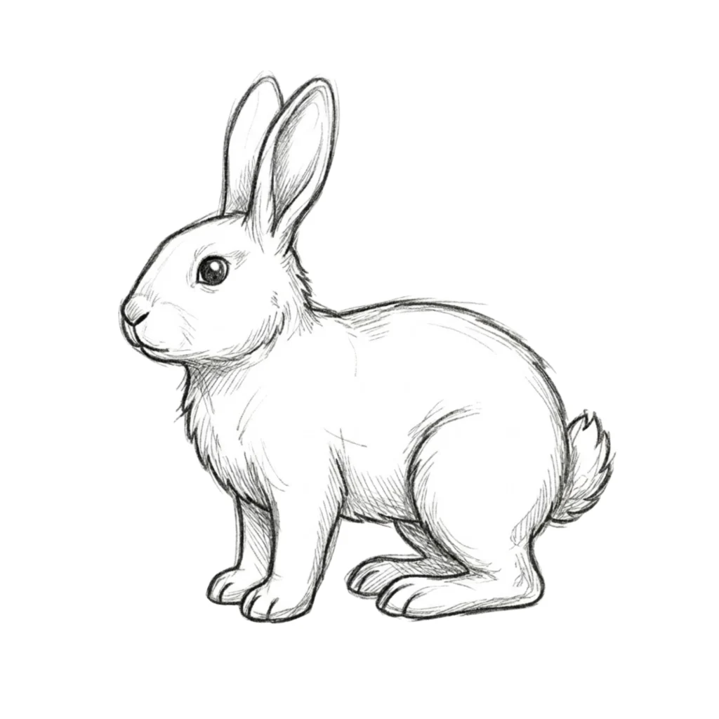 Bunny Standing Side View Drawing