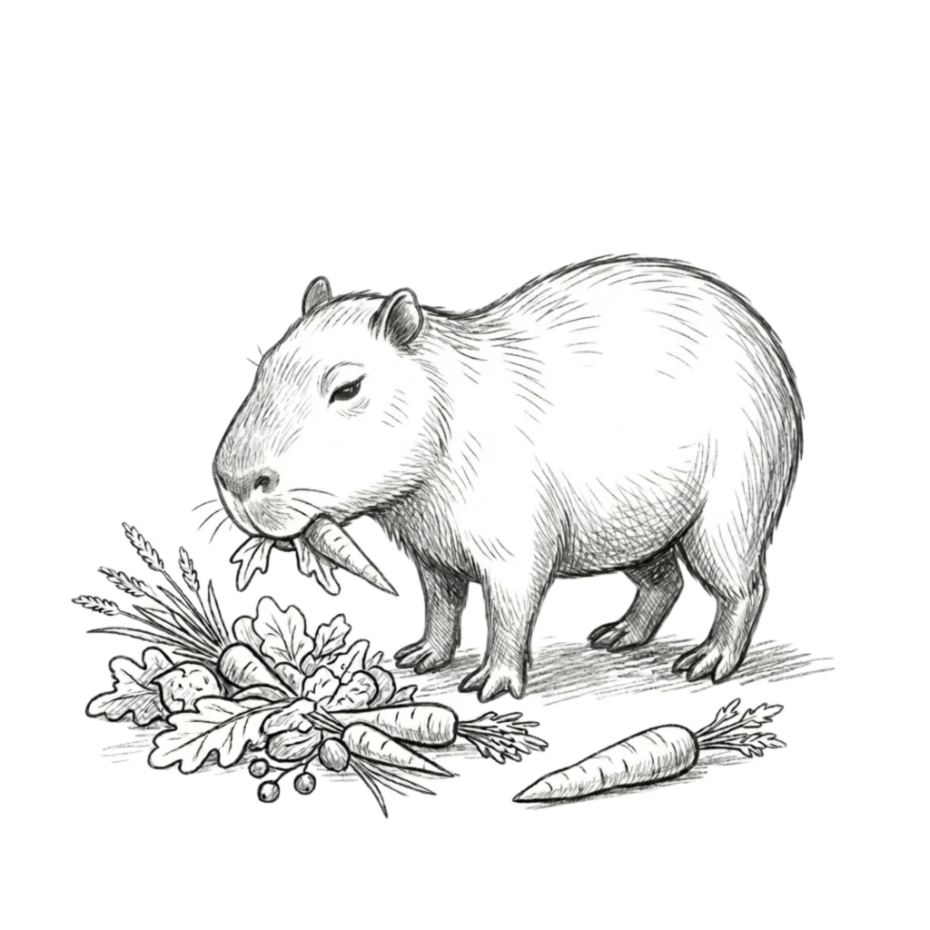 Capybara Eating Food Drawing