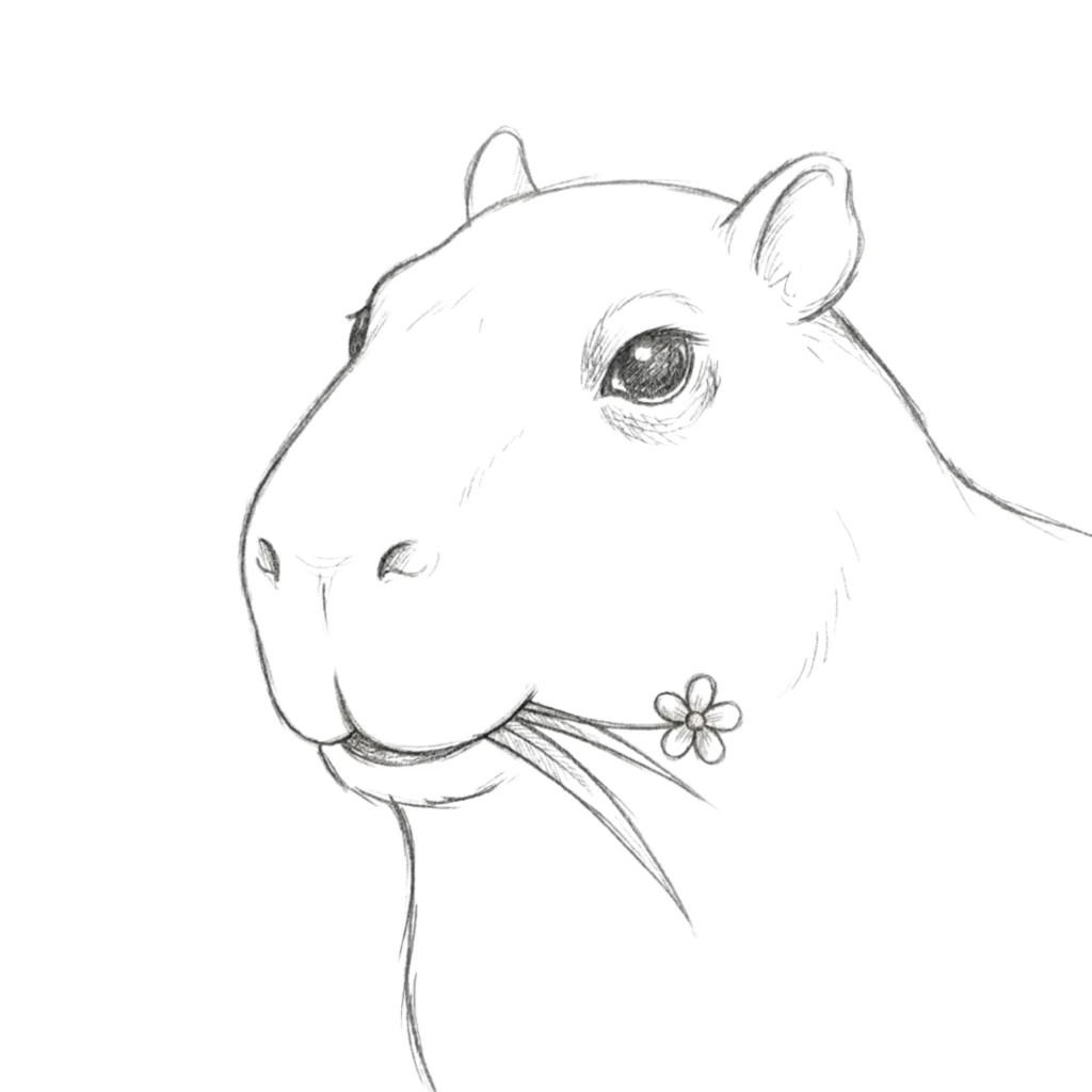 Capybara Eating Grass Drawing