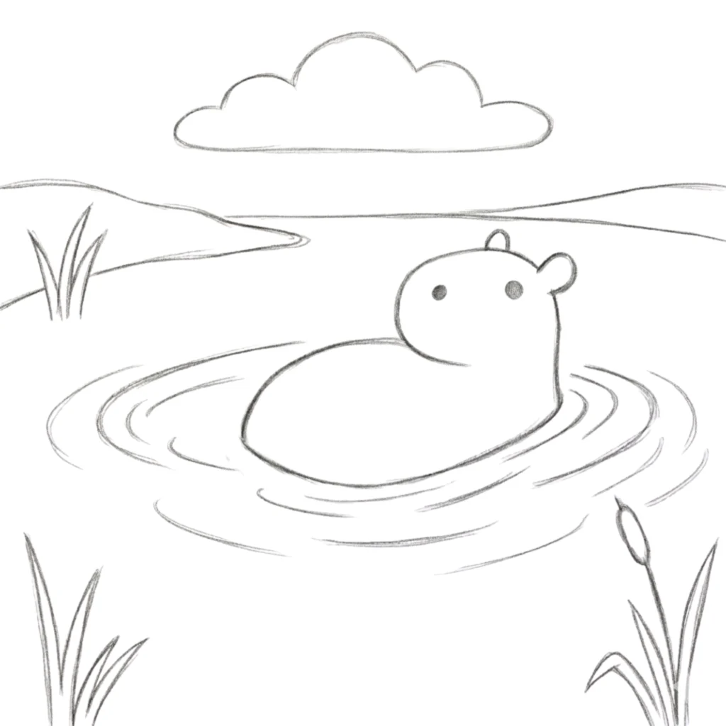 Capybara Floating Drawing