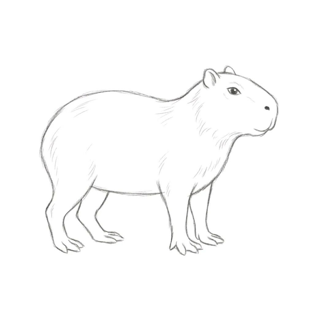 Capybara Side View Drawing