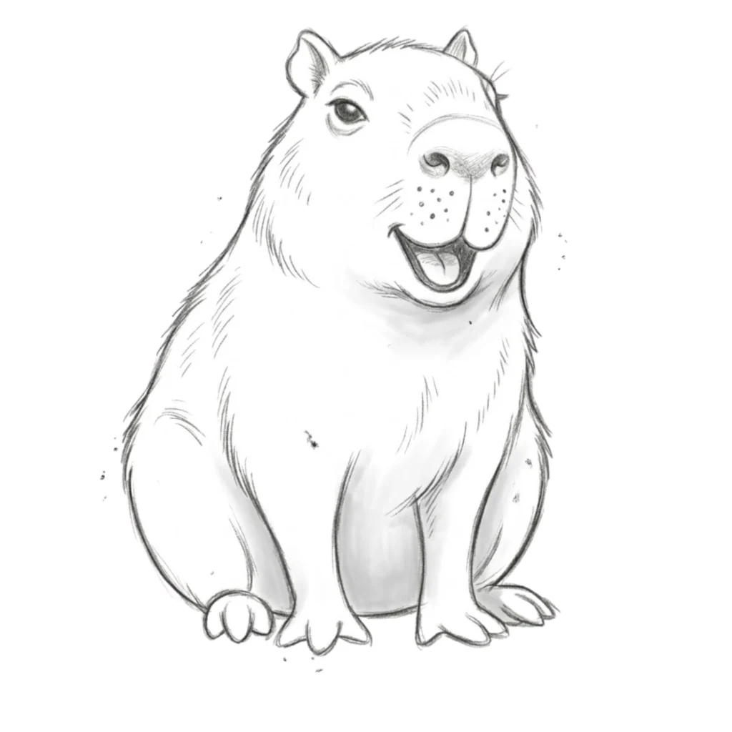 Capybara Sitting Drawing