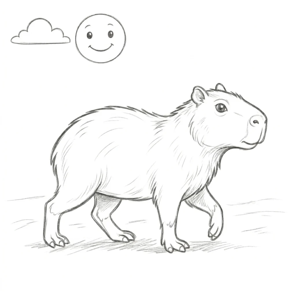 Capybara Walking Drawing