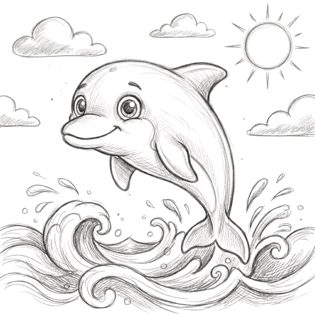 Cartoon Dolphin Drawing
