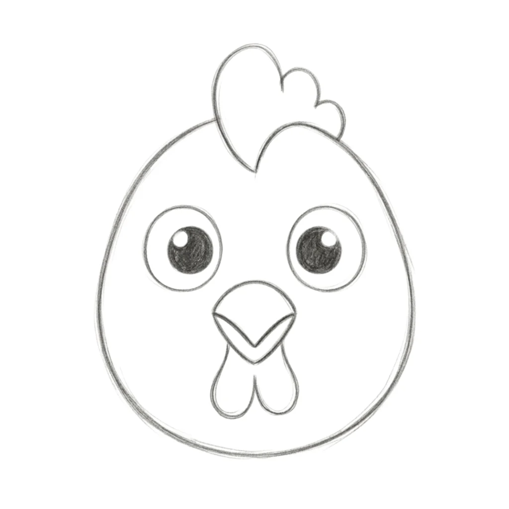 Chicken Face Drawing