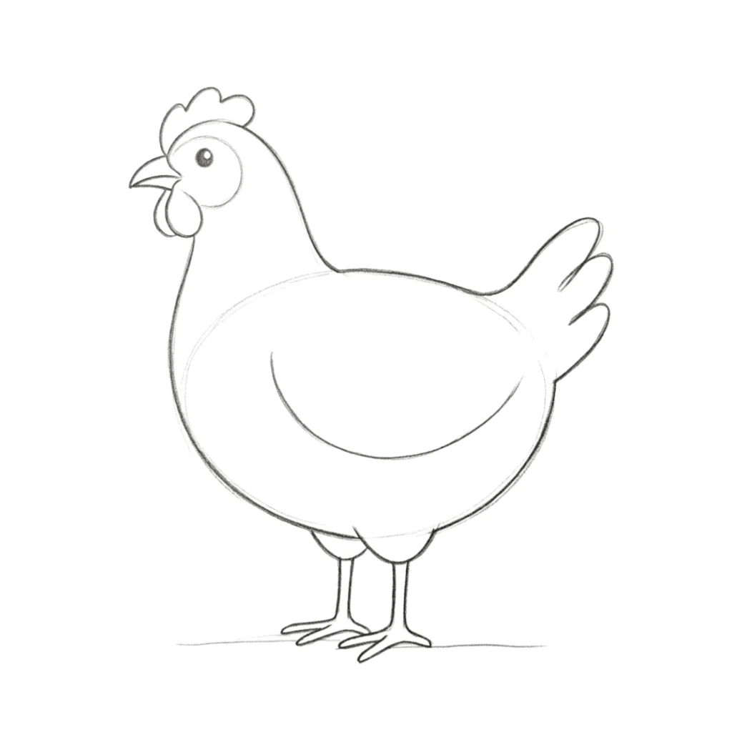 Chicken Side View Drawing