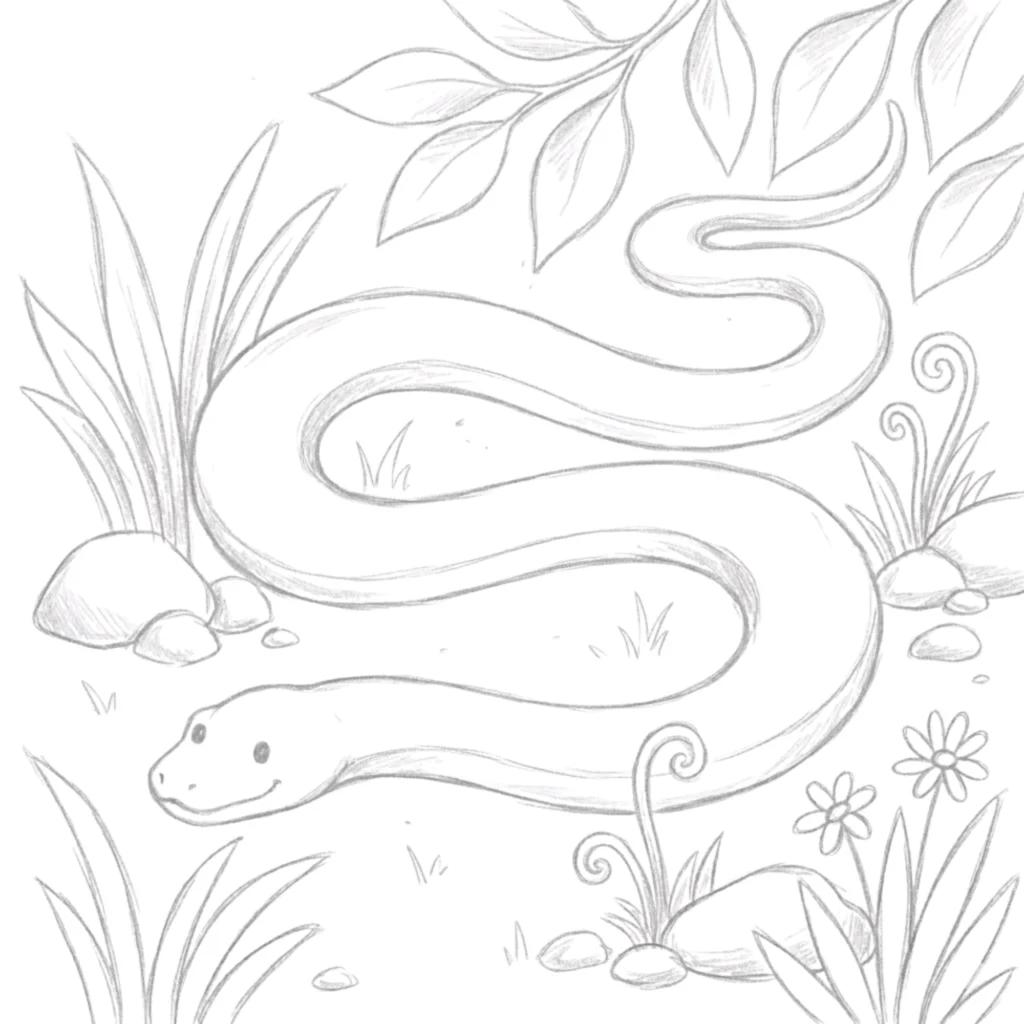 Colubrids Snake Drawing