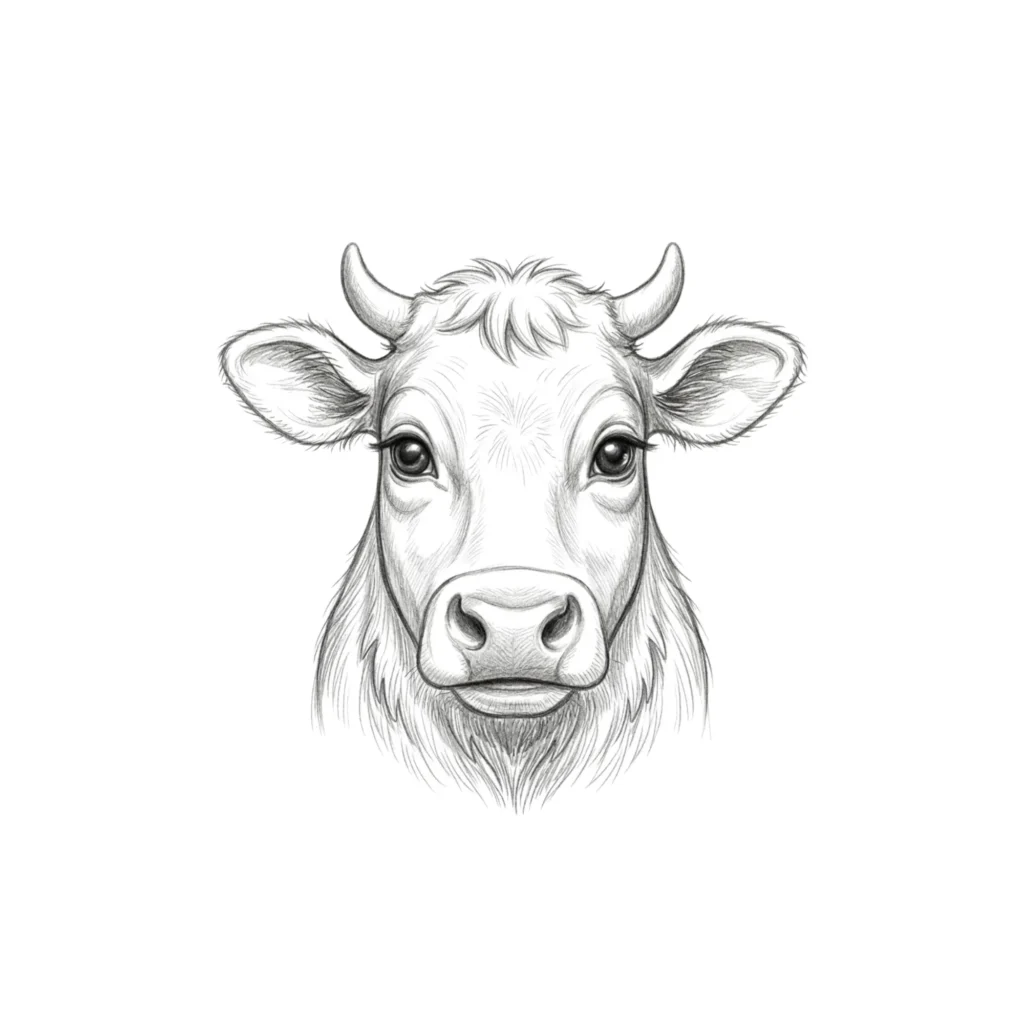 Cow Face Drawing