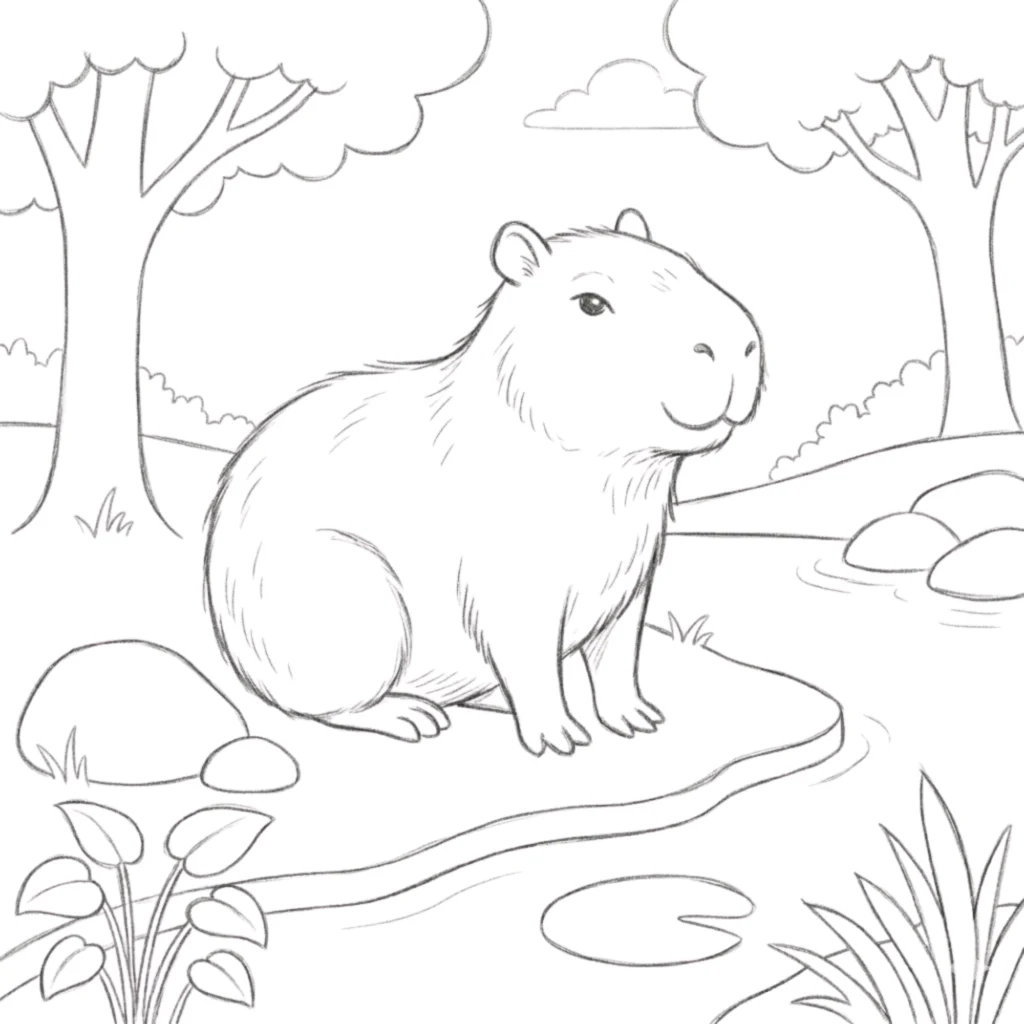 Cute Capybara Drawing