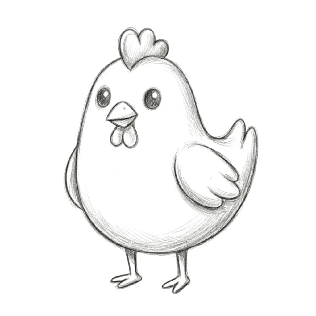 Cute Chicken Drawing