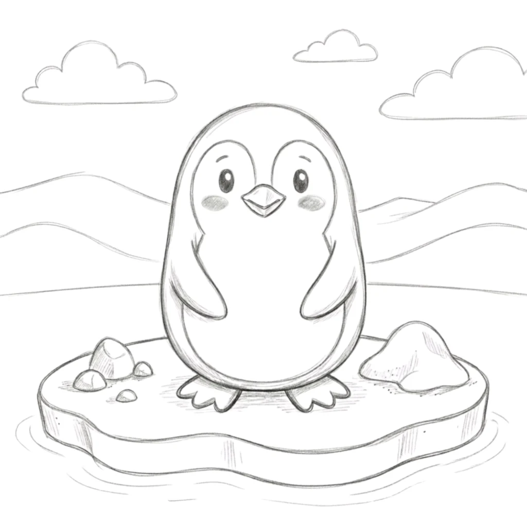 Cute Penguin Drawing