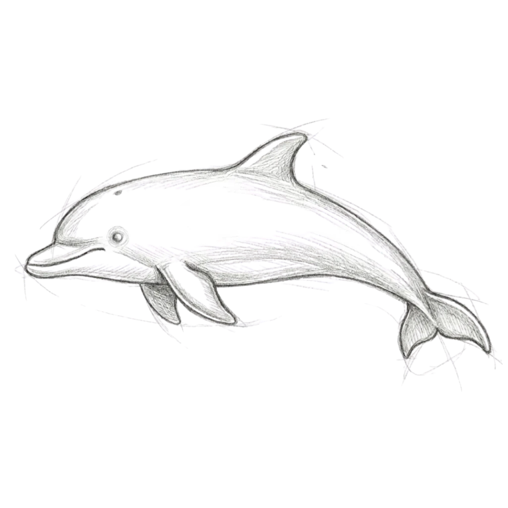 Dolphin Side View Drawing