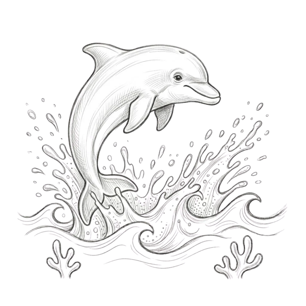 Dolphin Splash Drawing