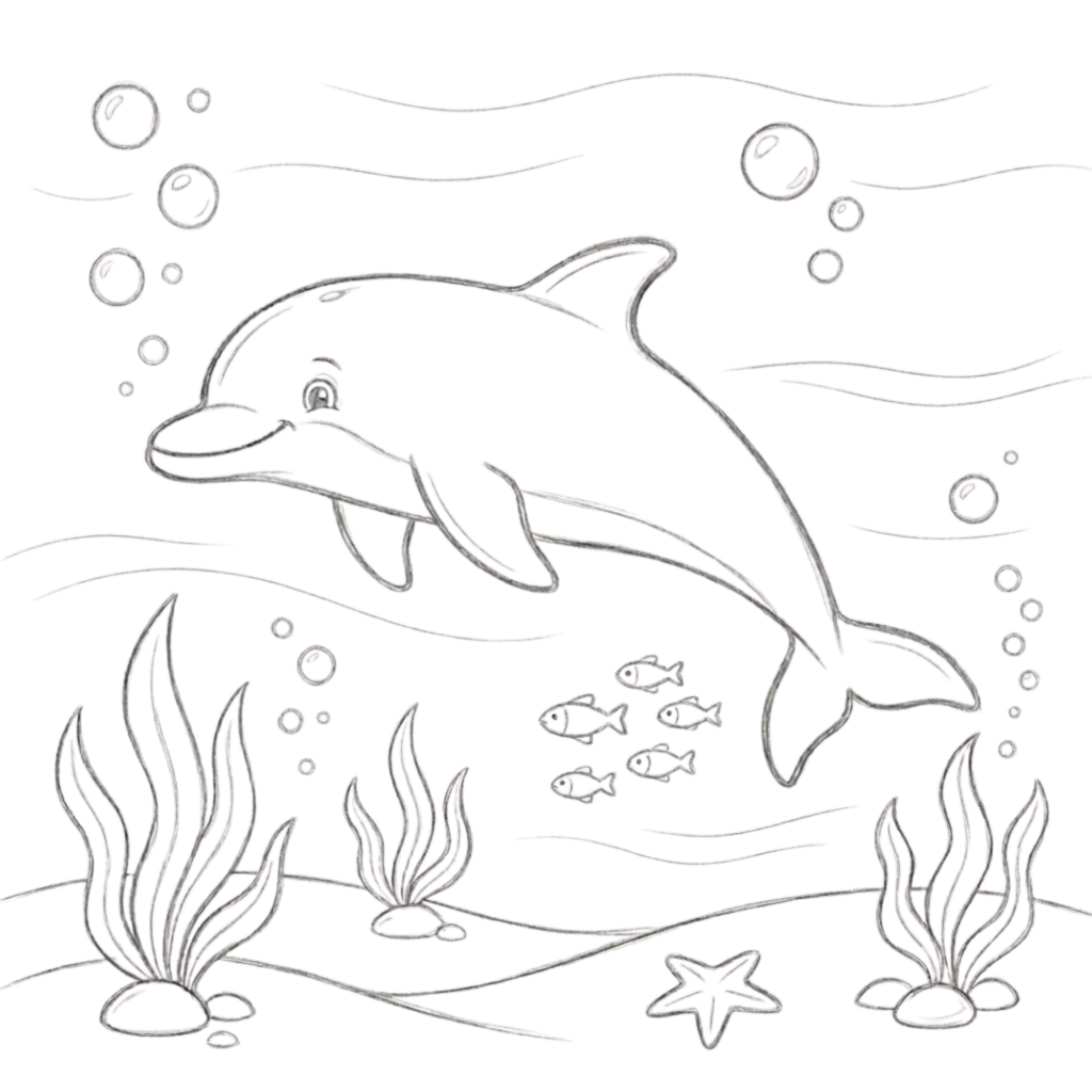 Dolphin Underwater Drawing
