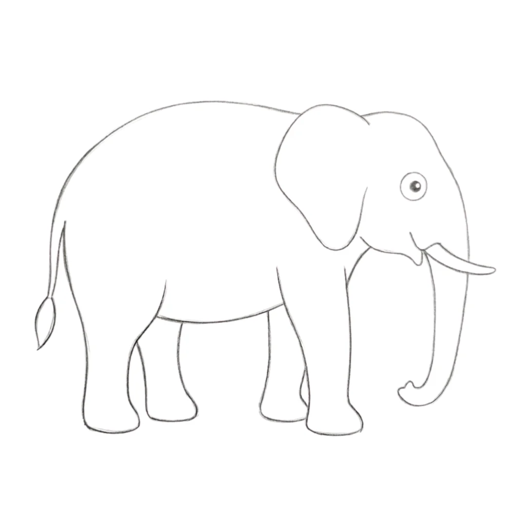 Elephant Side View Drawing