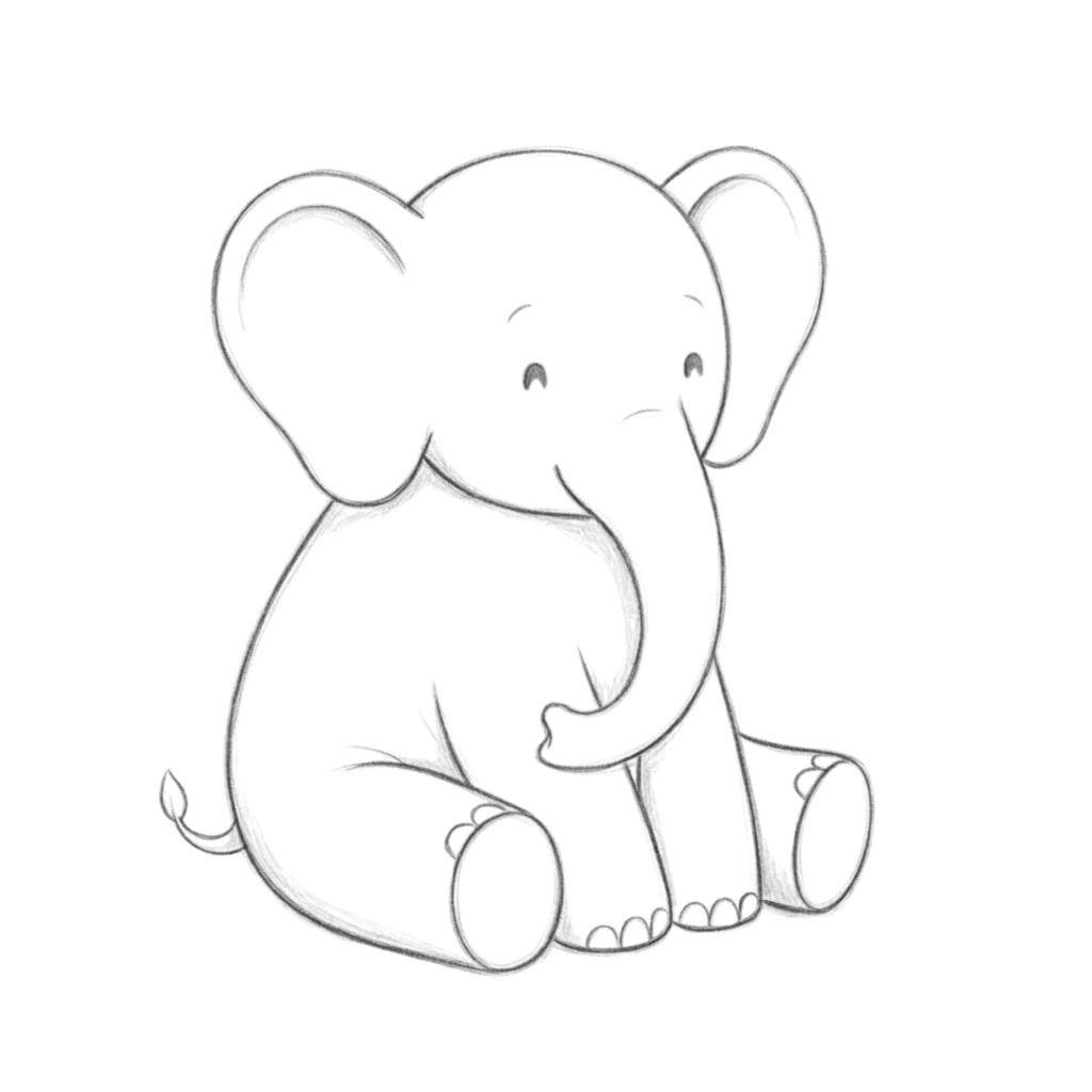 Elephant Sitting Drawing