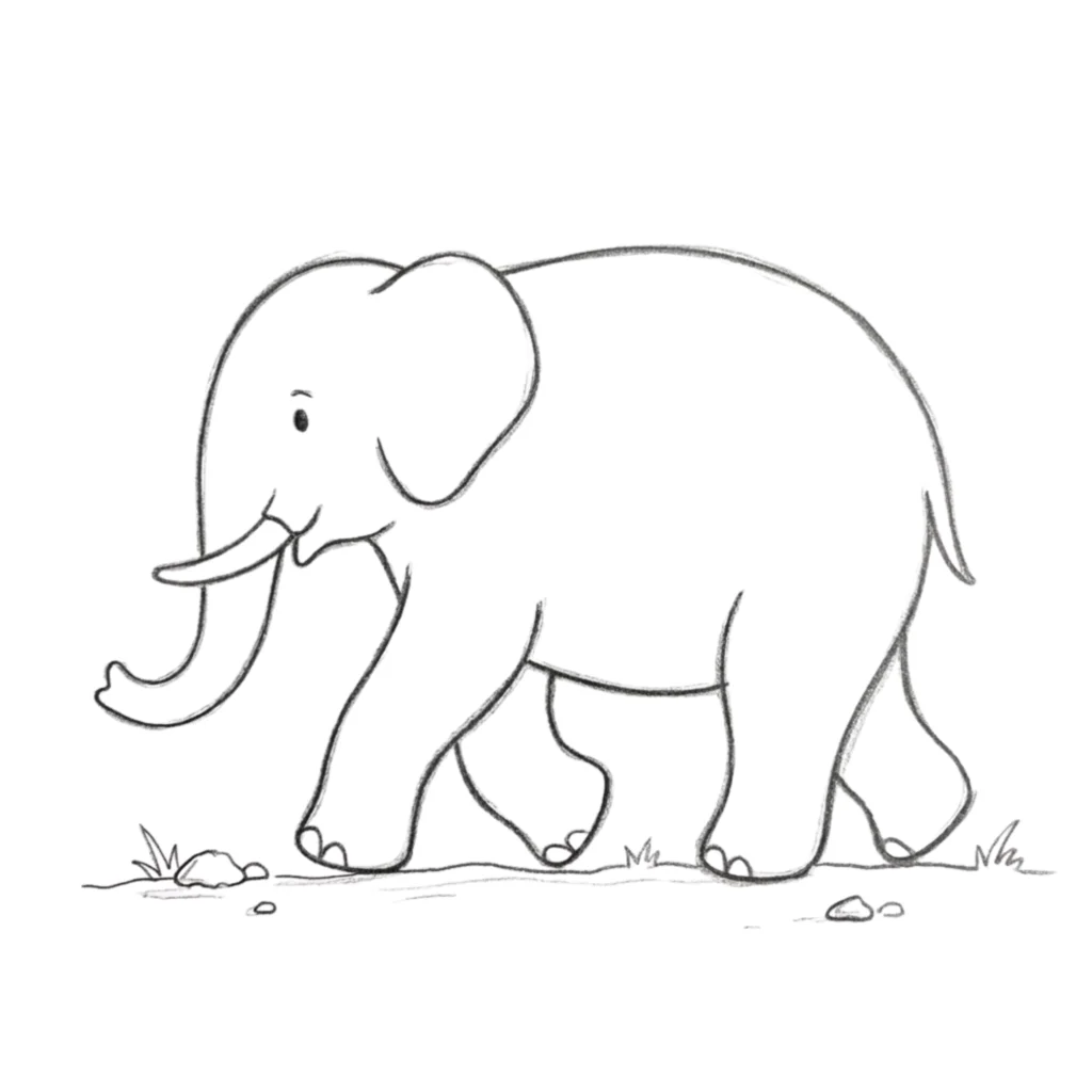 Elephant Walking Drawing