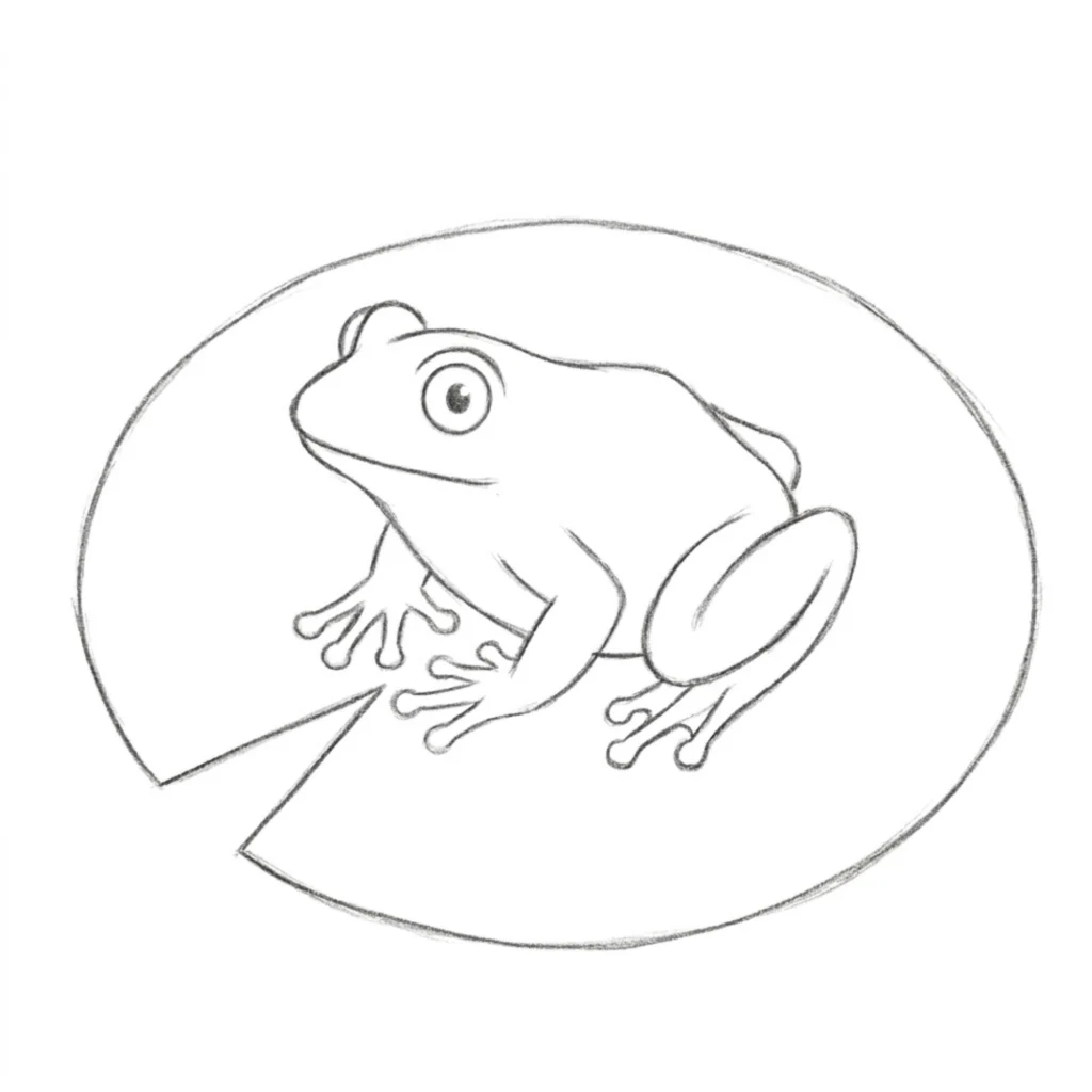 Frog Sitting on a Leaf Drawing