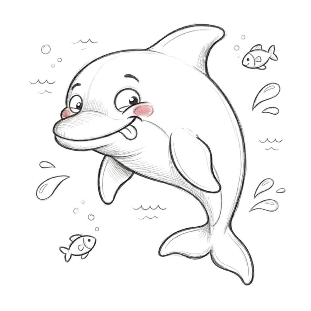Funny Dolphin Drawing