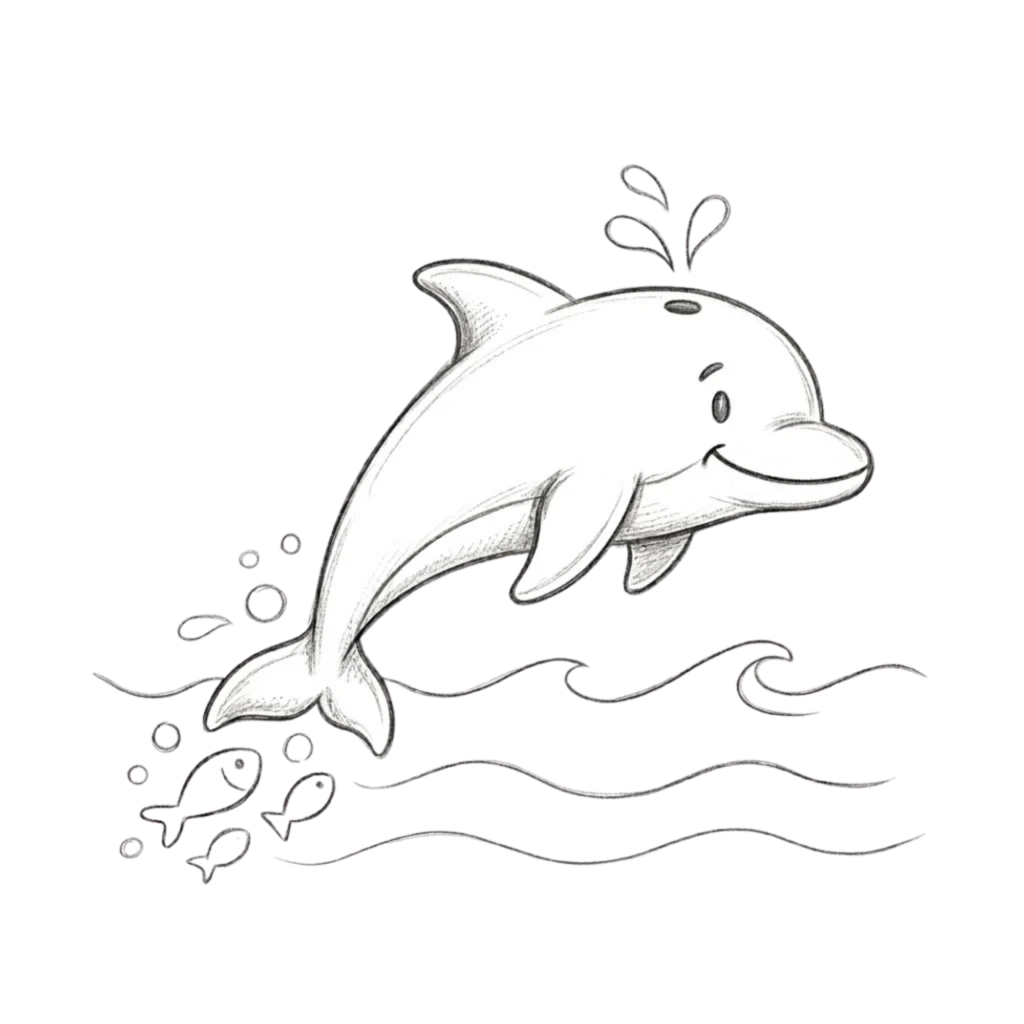 Happy Dolphin Drawing