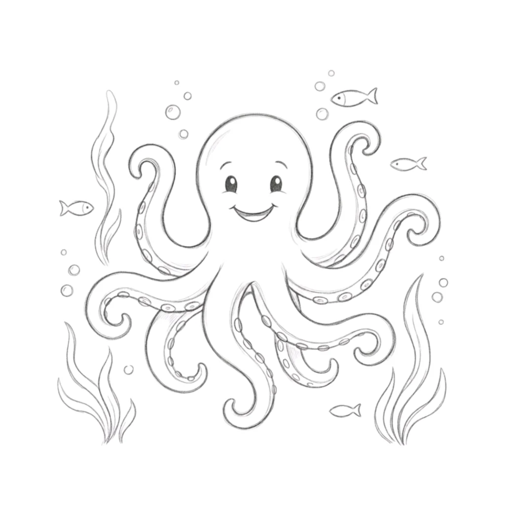 Happy Octopus Drawing