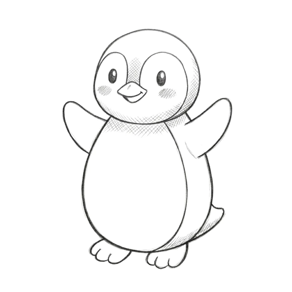 Happy Penguin Drawing