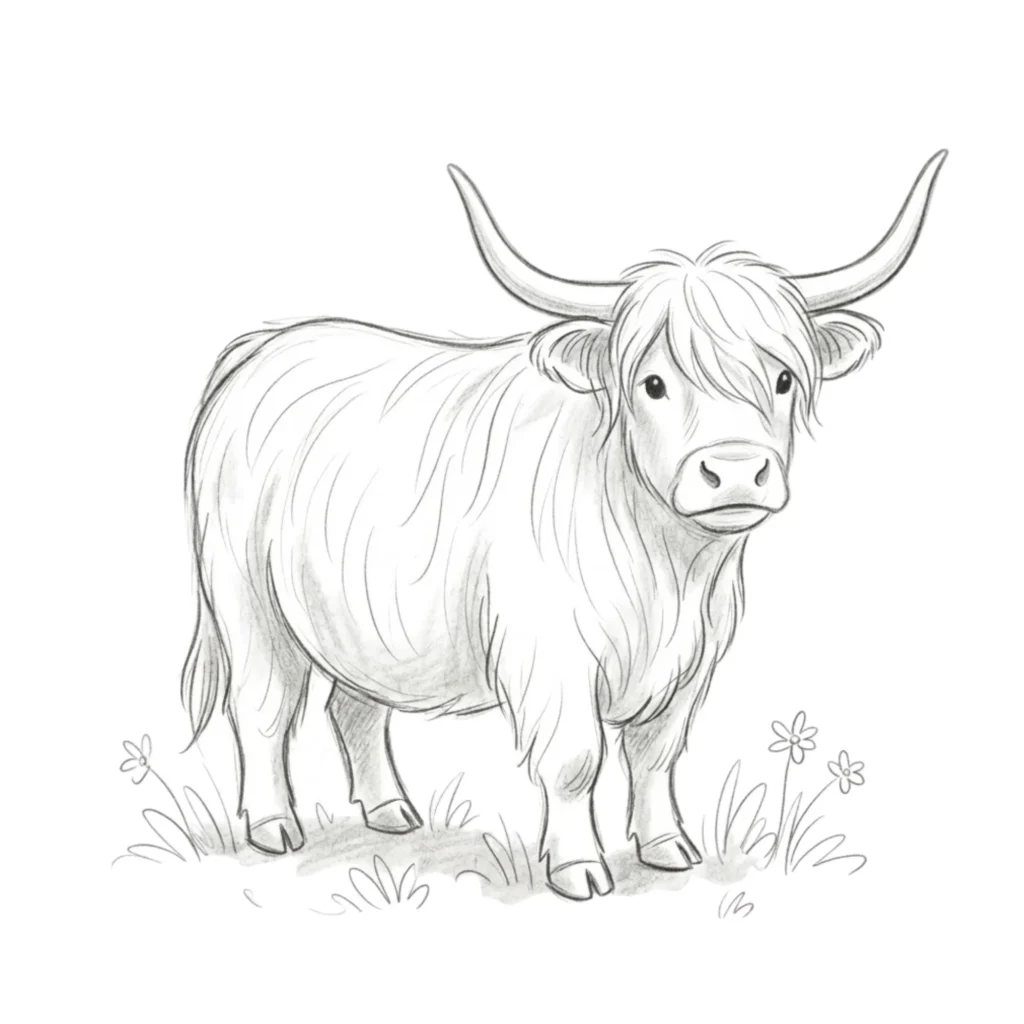 Highland Cow Drawing