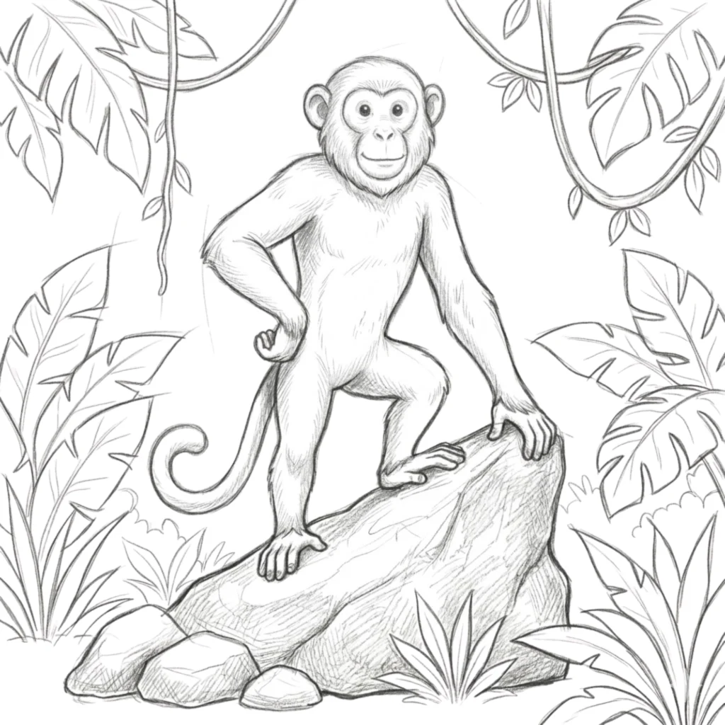 Jungle Monkey on a Rock