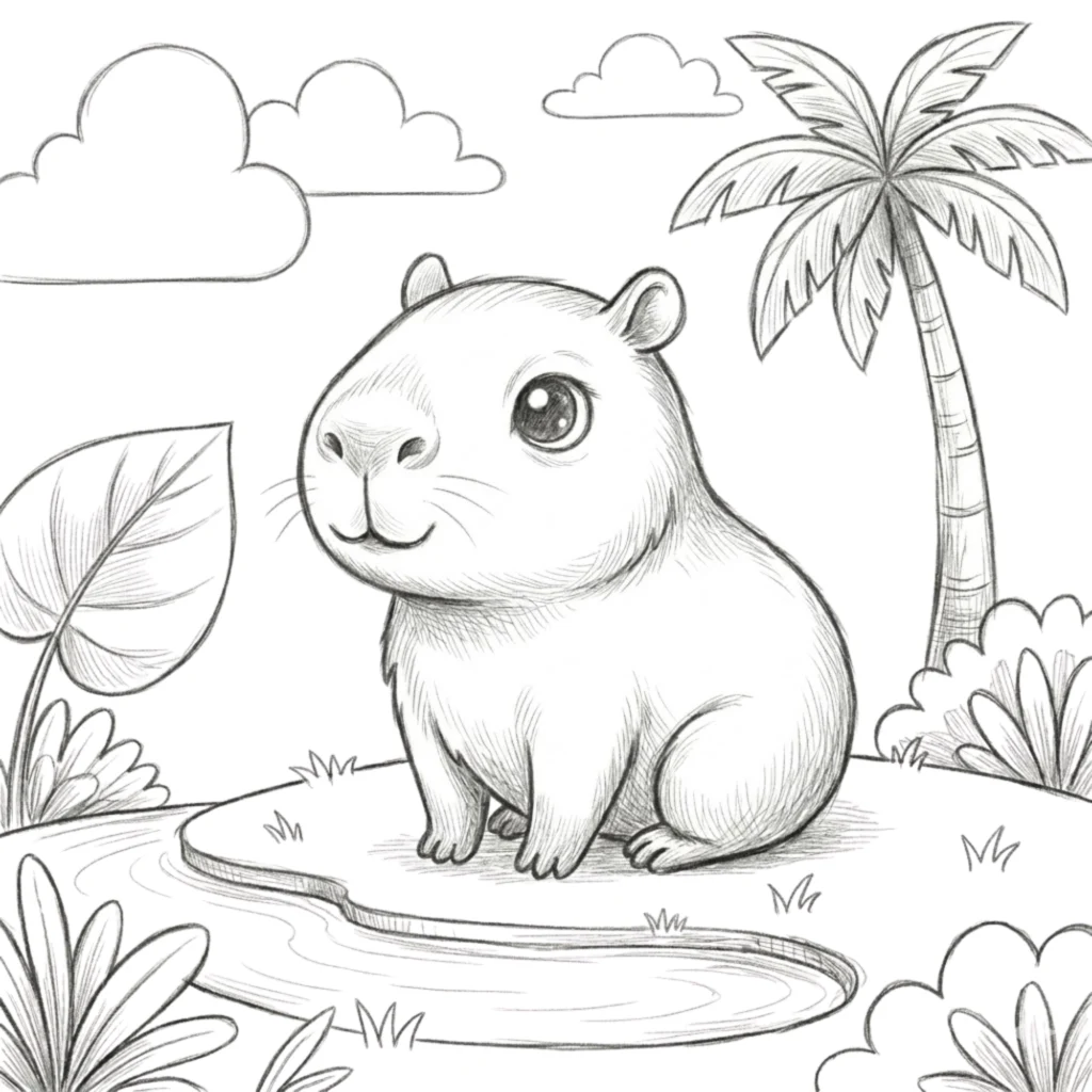 Kawaii Capybara Drawing
