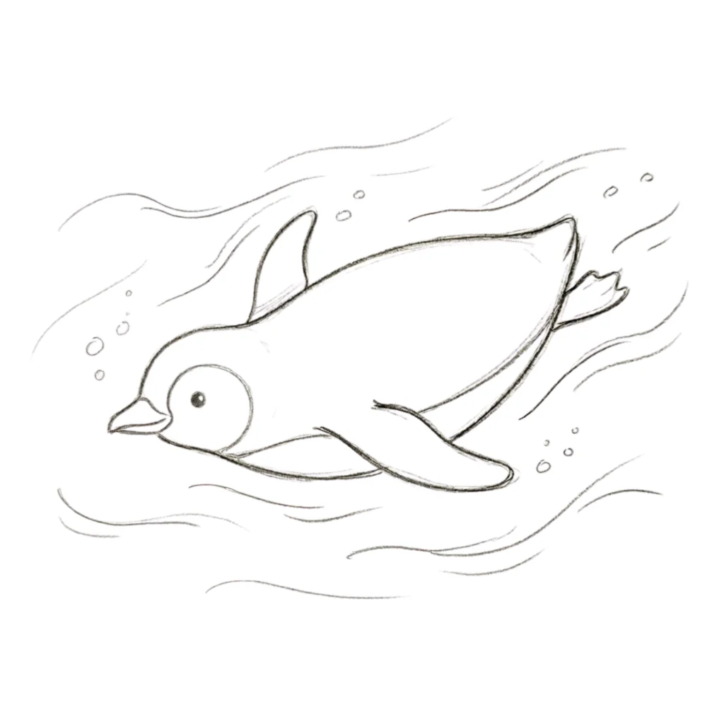 Penguin Swimming Drawing