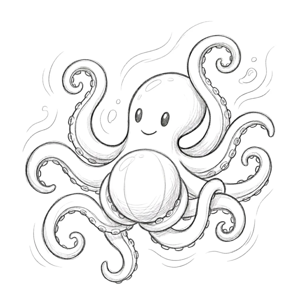 Playful Octopus Drawing