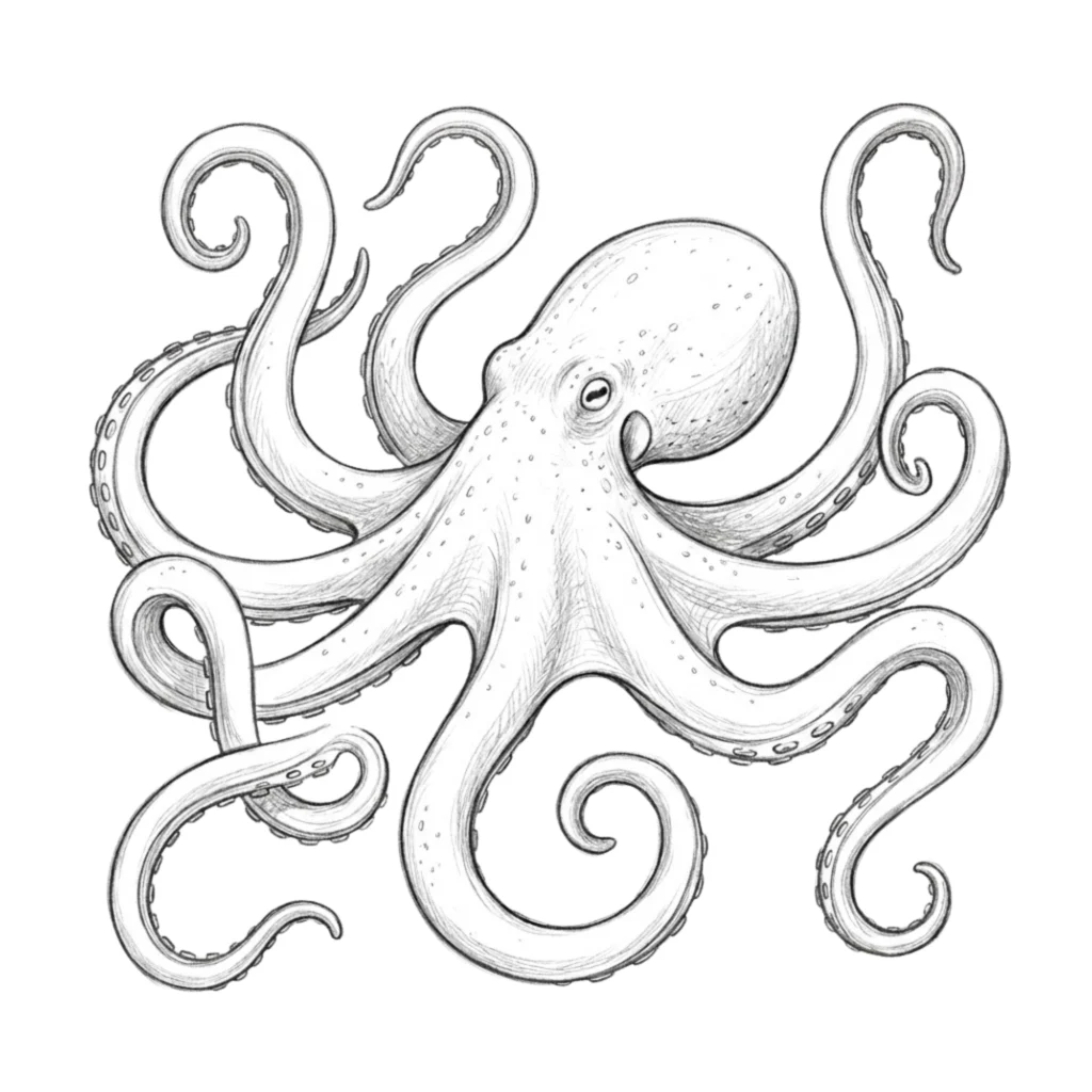 Realistic Octopus Drawing