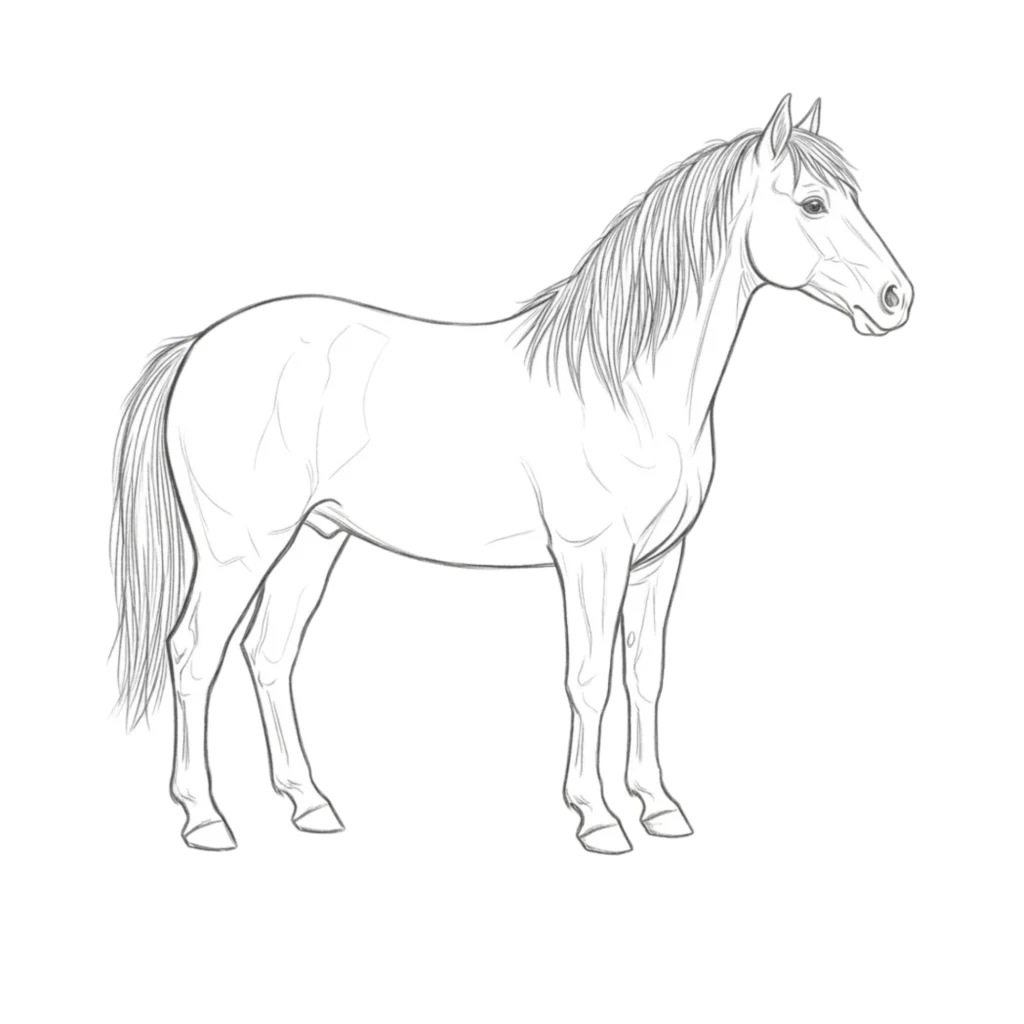 Simple Horse Standing Side View