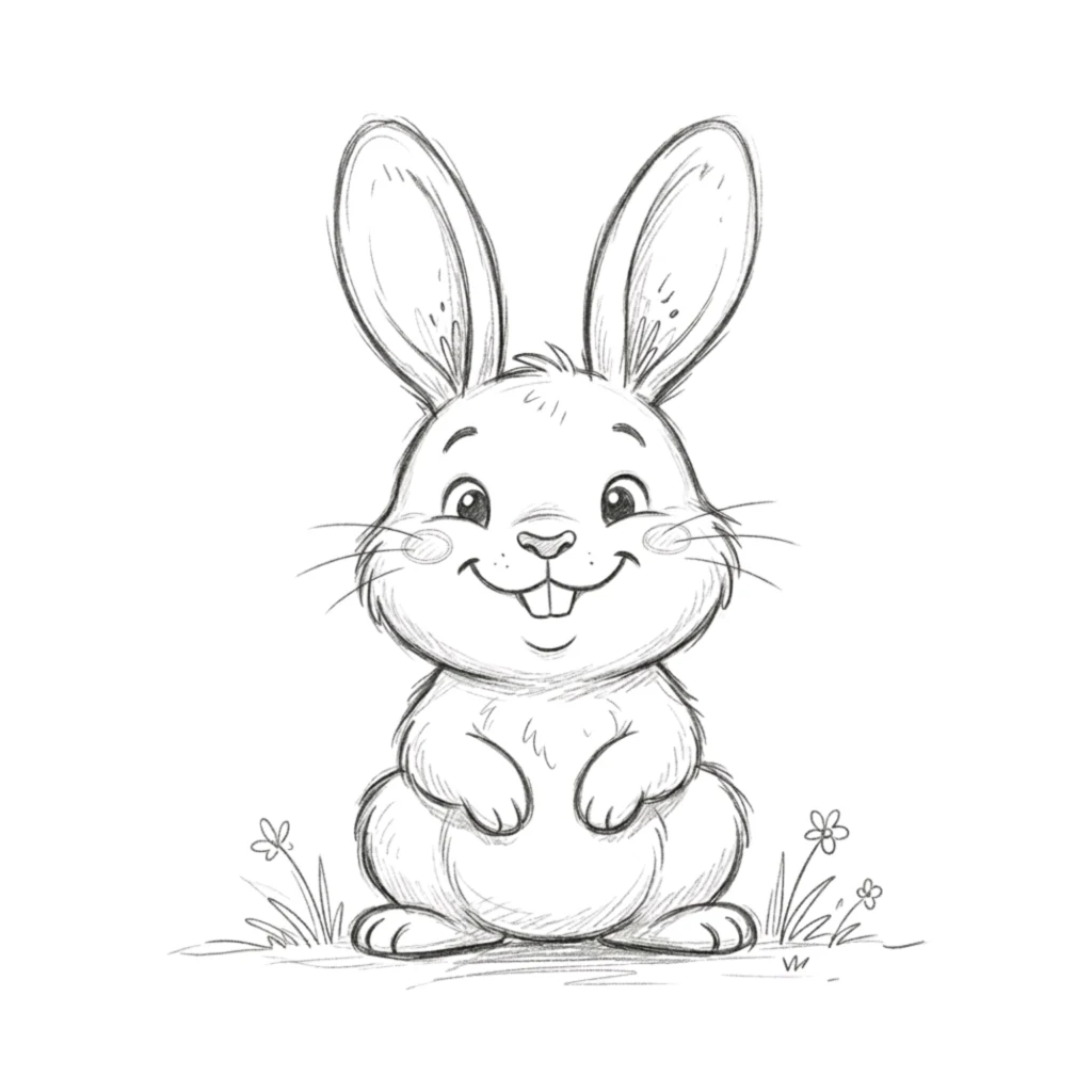 Smiling Bunny Drawing