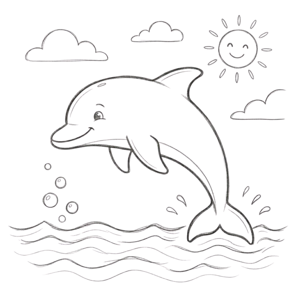 Smiling Dolphin Drawing