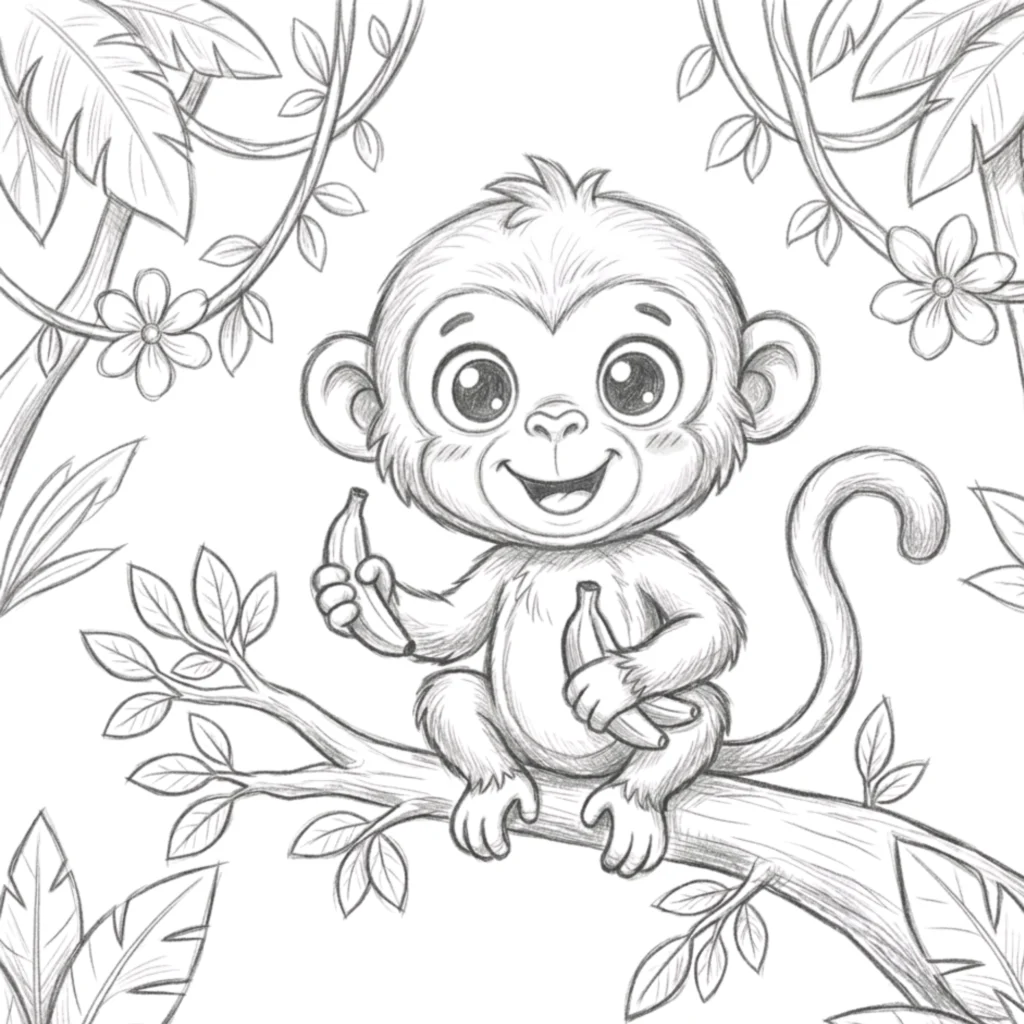 Smiling Monkey with Big Round Eyes