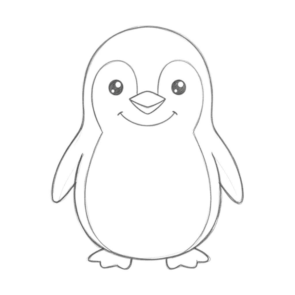Smiling Penguin Drawing