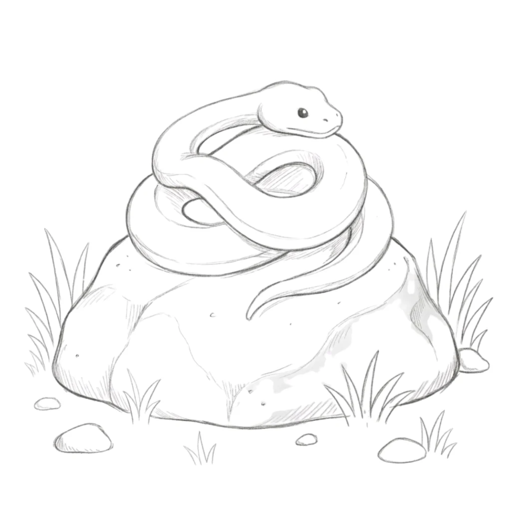 Snake on a Rock Drawing