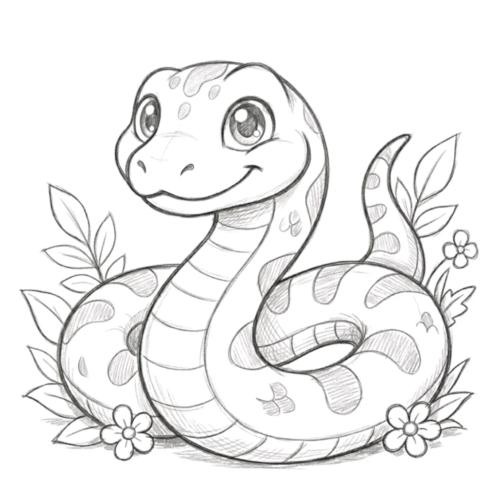 Snake with Big Eyes Drawing