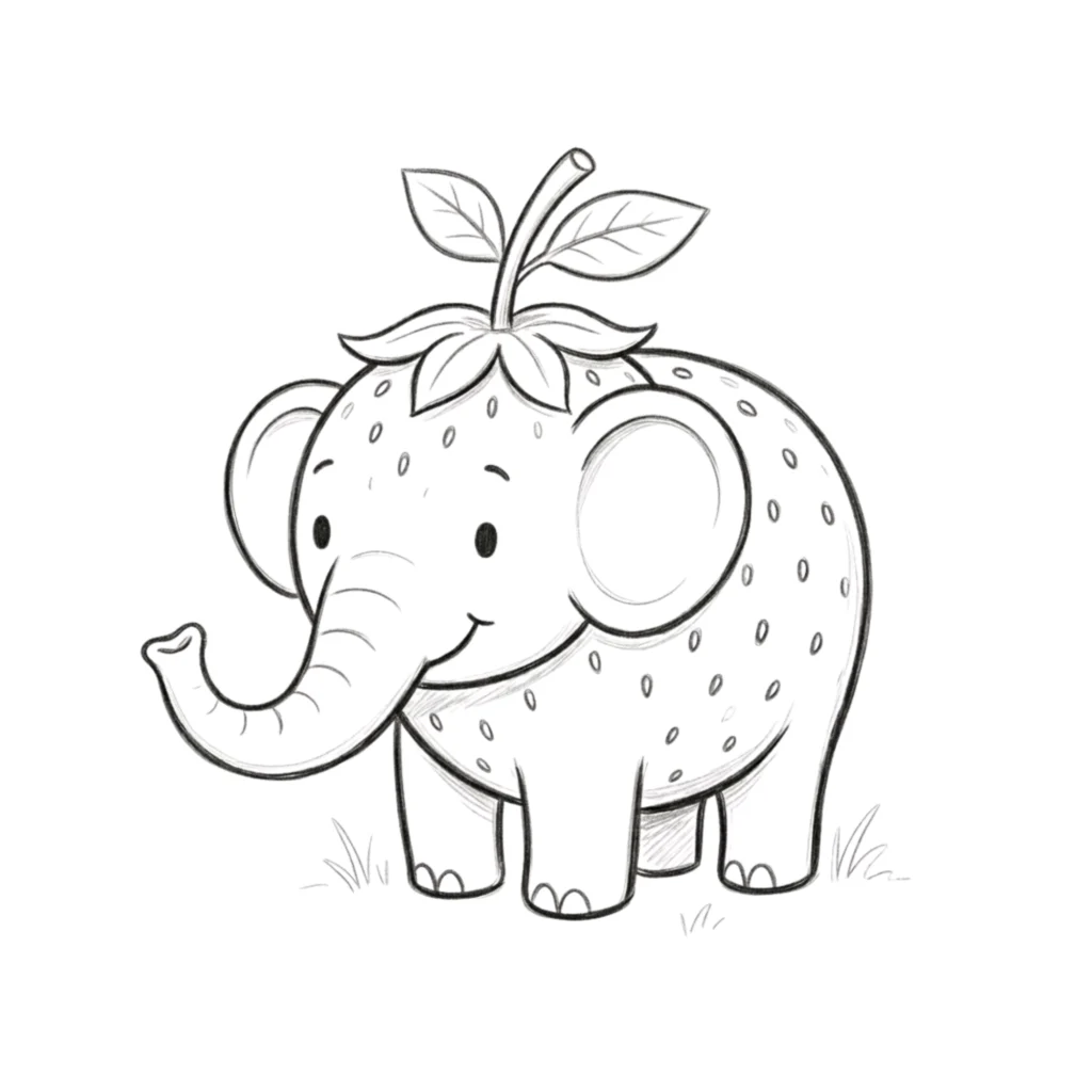 Strawberry Elephant Drawing