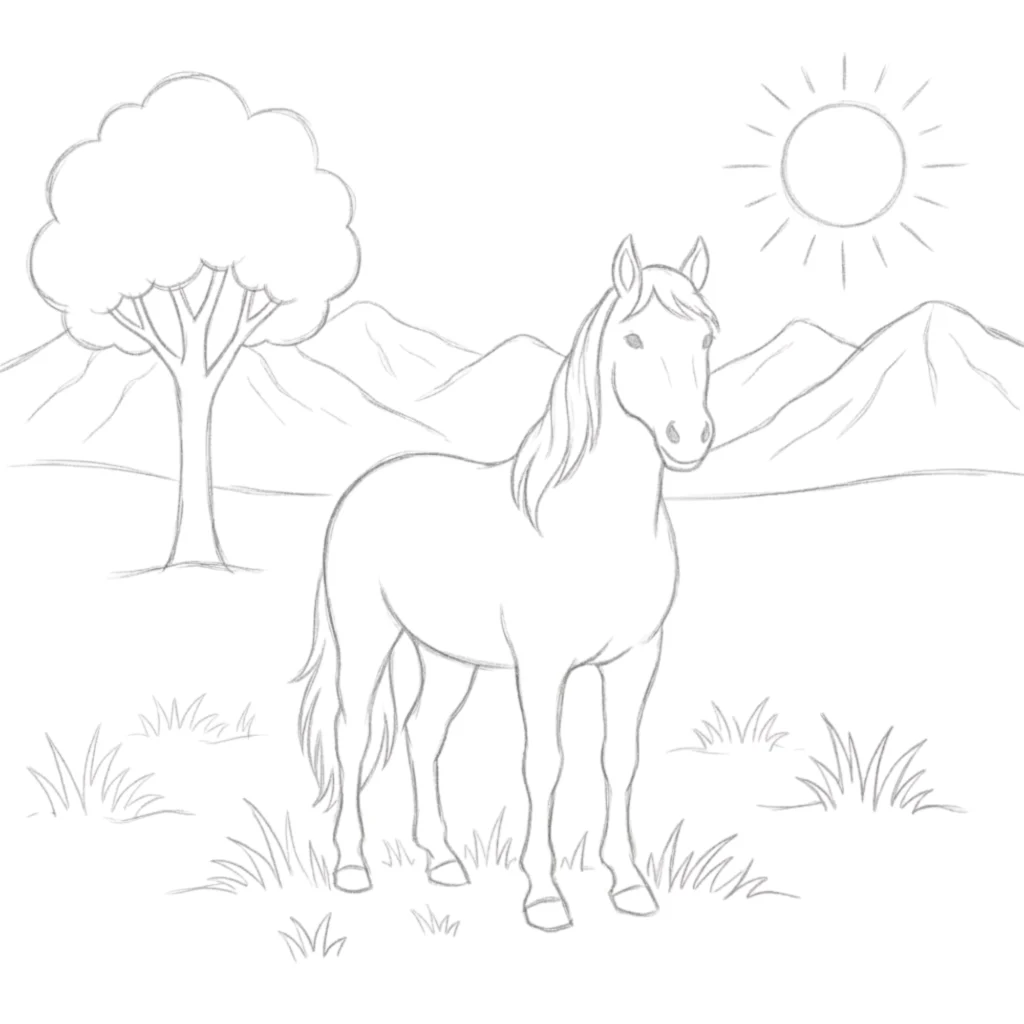 Strong Horse in Mountain Background