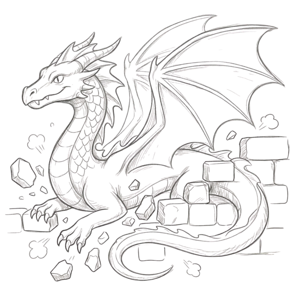 Dragon Breaking Wall Drawing