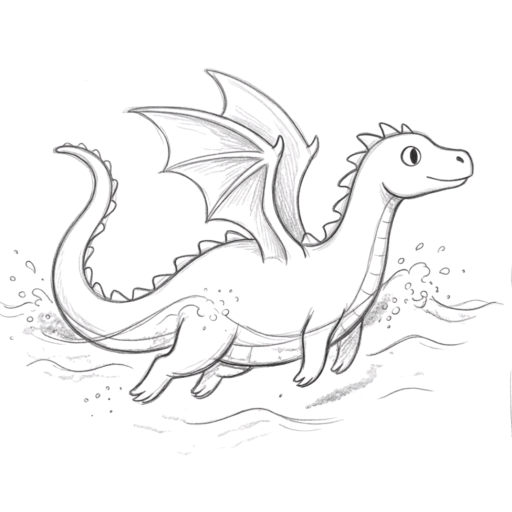 Dragon Swimming Drawing